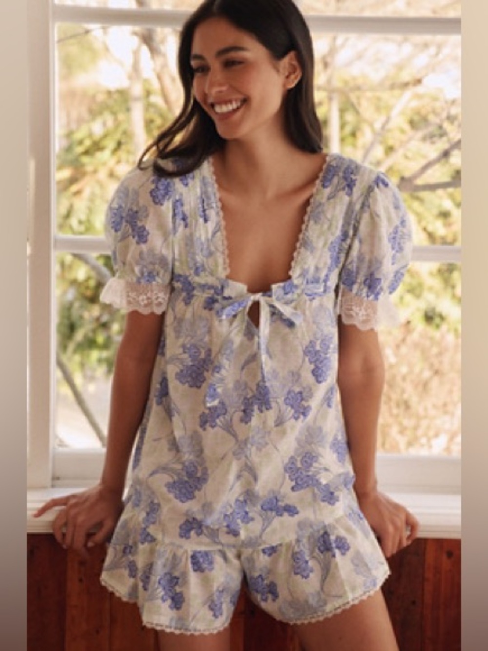 LyreBird Blue Romper By Anthropologie